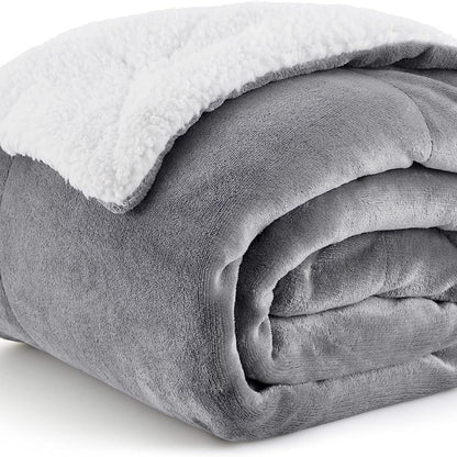 CloudNest Reversible Sherpa Fleece Blanket for Sofa and Bed