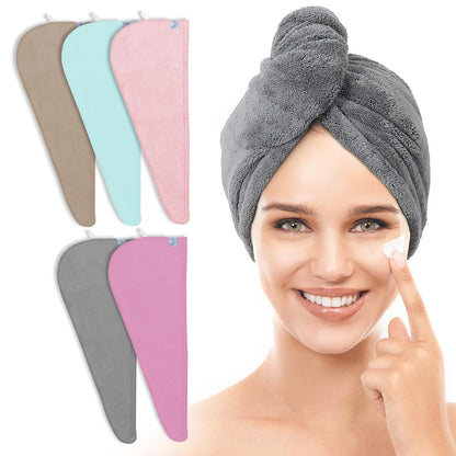 AuraWrap Quick Dry Microfiber Hair Towel for Frizz Control with Button Loop