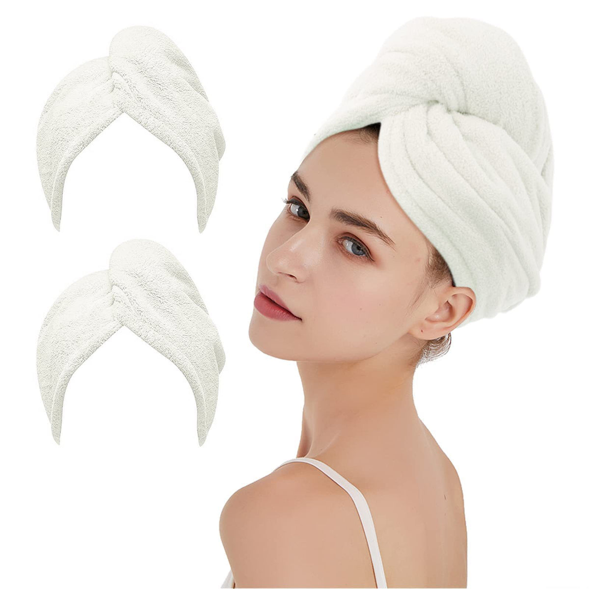 AuraWrap Quick Dry Microfiber Hair Towel for Frizz Control with Button Loop