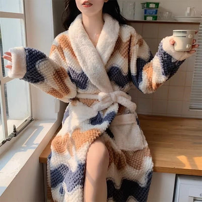 Haven Plush Coral Fleece Robe for Home with Shawl Collar