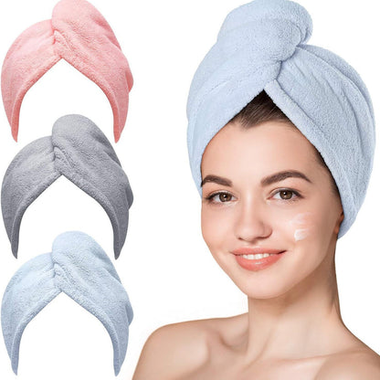 AuraWrap Quick Dry Microfiber Hair Towel for Frizz Control with Button Loop