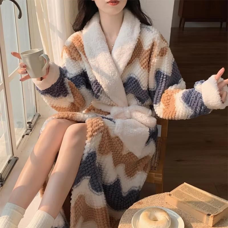 Haven Plush Coral Fleece Robe for Home with Shawl Collar