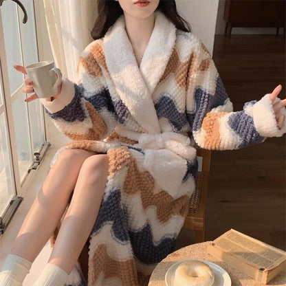 Haven Plush Coral Fleece Robe for Home with Shawl Collar