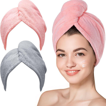 AuraWrap Quick Dry Microfiber Hair Towel for Frizz Control with Button Loop