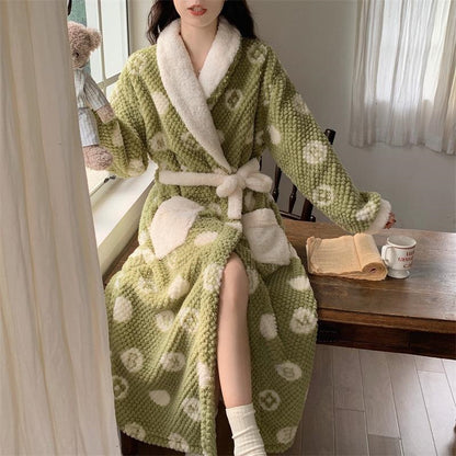 Haven Plush Coral Fleece Robe for Home with Shawl Collar