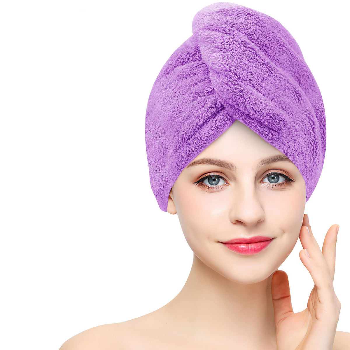 AuraWrap Quick Dry Microfiber Hair Towel for Frizz Control with Button Loop
