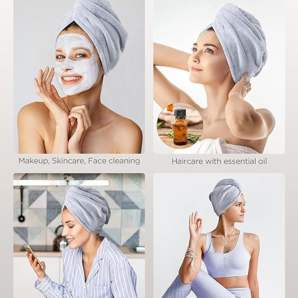 AuraWrap Quick Dry Microfiber Hair Towel for Frizz Control with Button Loop