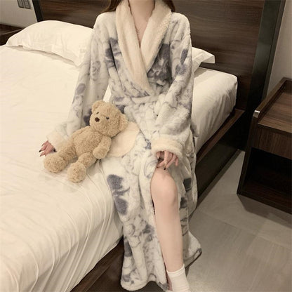 Haven Plush Coral Fleece Robe for Home with Shawl Collar