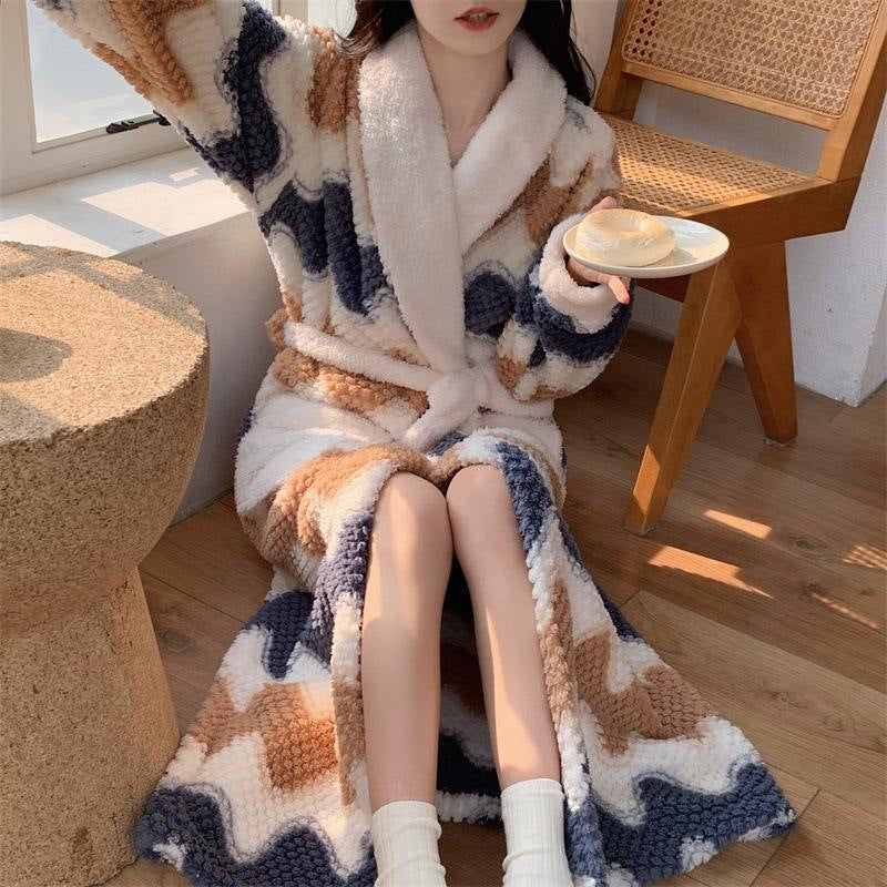 Haven Plush Coral Fleece Robe for Home with Shawl Collar