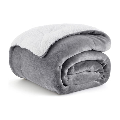 CloudNest Reversible Sherpa Fleece Blanket for Sofa and Bed
