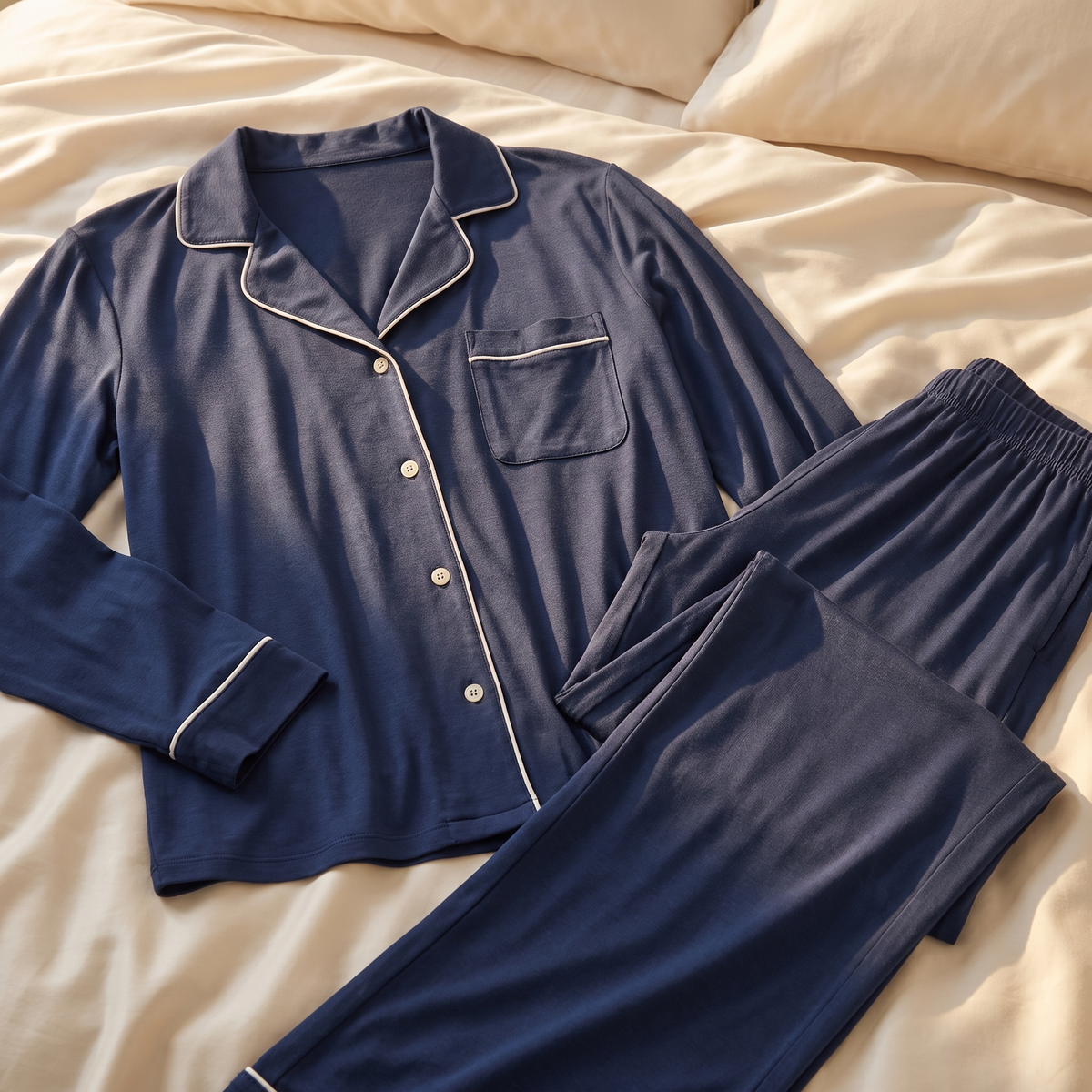 Willow modal button up pajama set, fabric detail