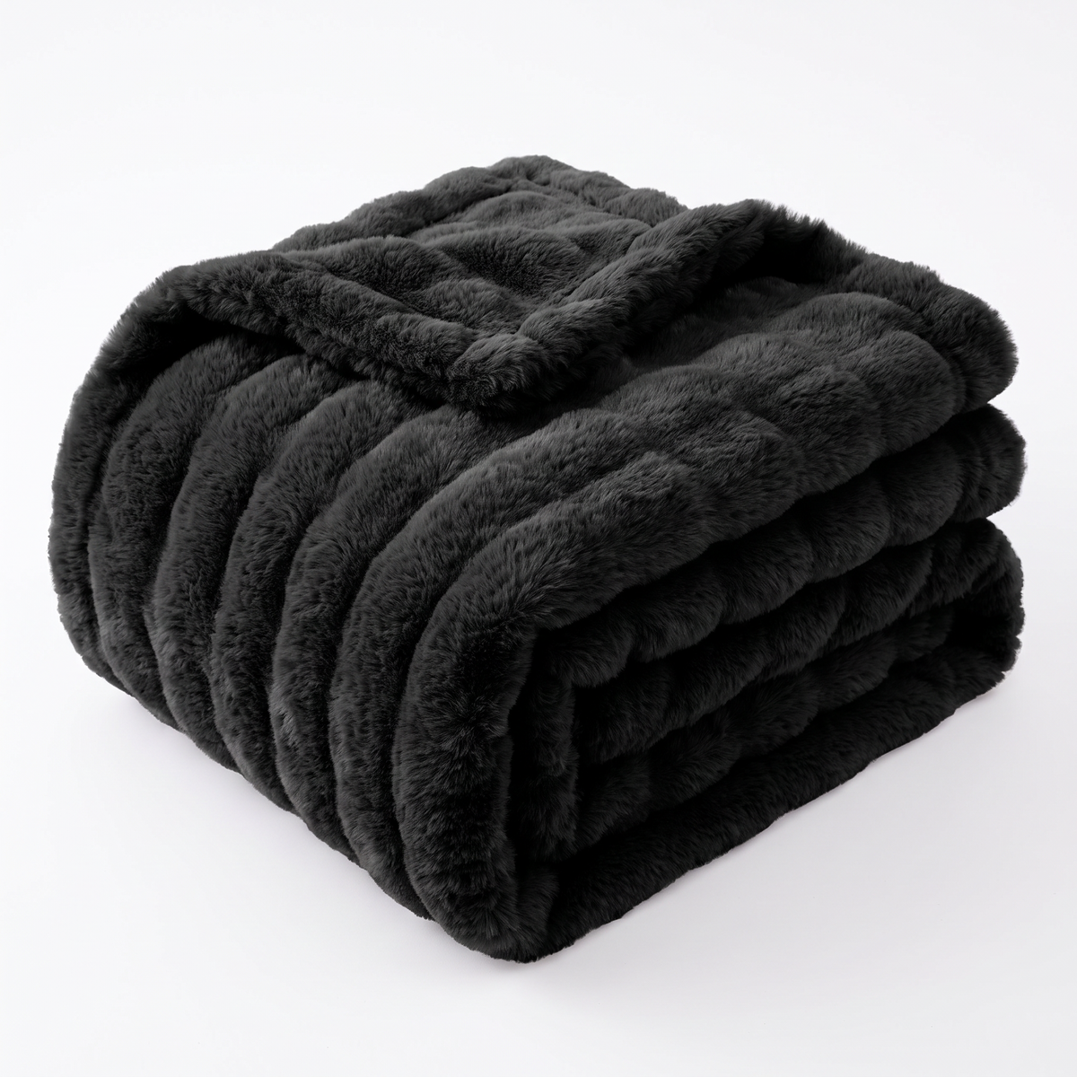 Nova Plush Faux Fur Throw in Black