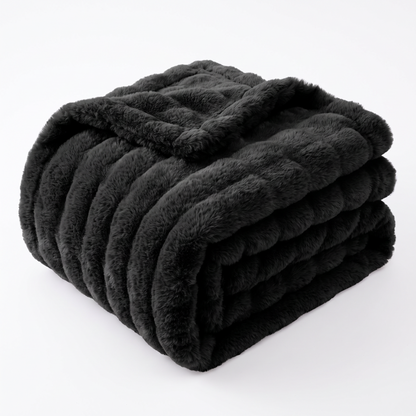 Nova Plush Faux Fur Throw in Black
