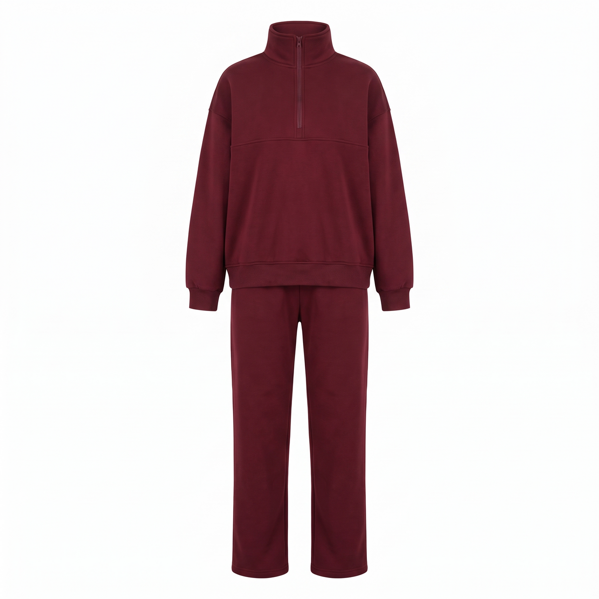 Harper Half Zip Lounge Set in Wine Red