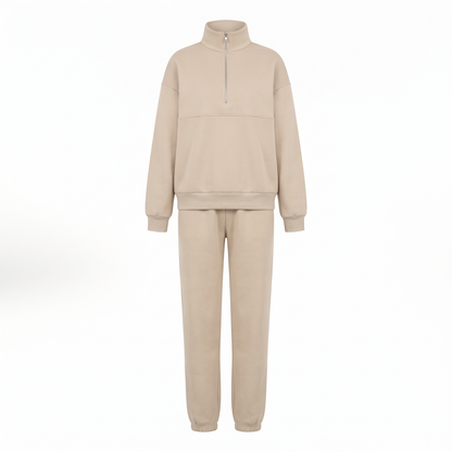 Harper Half Zip Lounge Set in Apricot