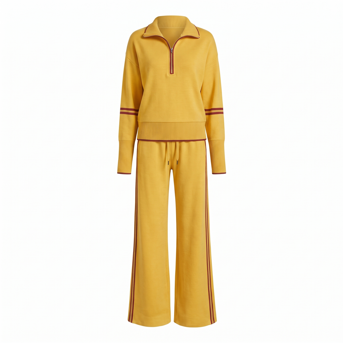Sloane Half Zip Knit Wide Leg Set in Yellow
