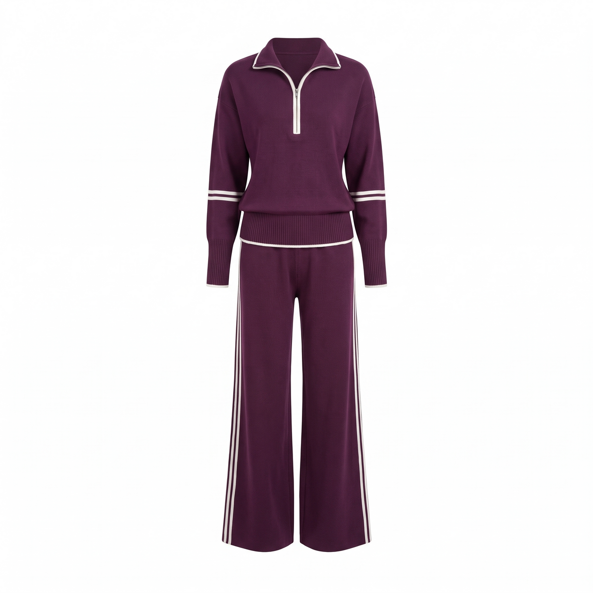 Sloane Half Zip Knit Wide Leg Set in Purple