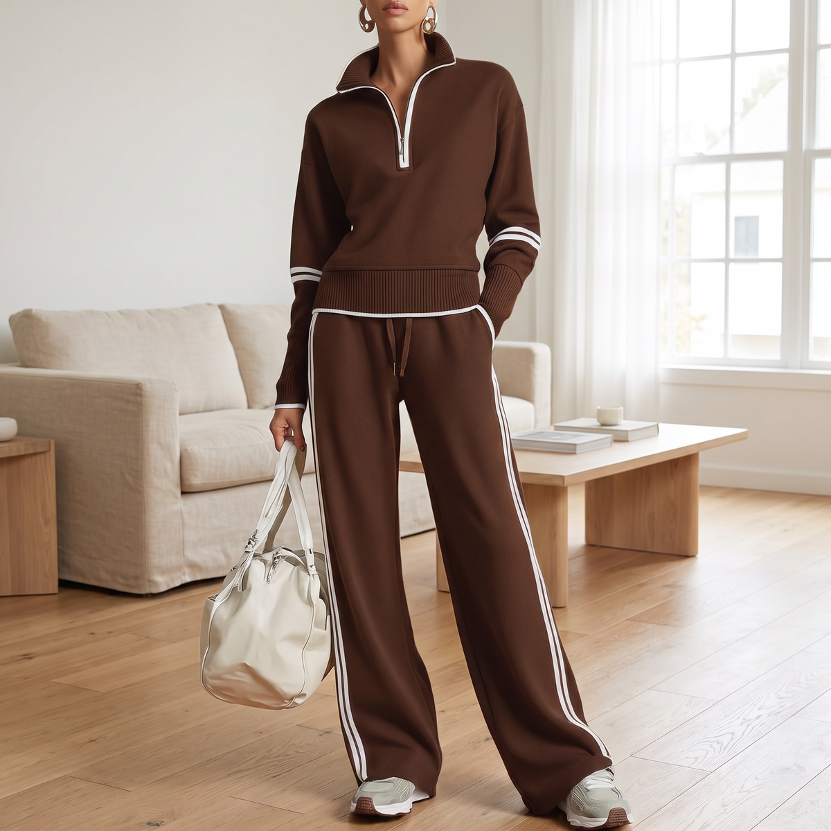 Sloane Half Zip Knit Wide Leg Set lifestyle photo 4