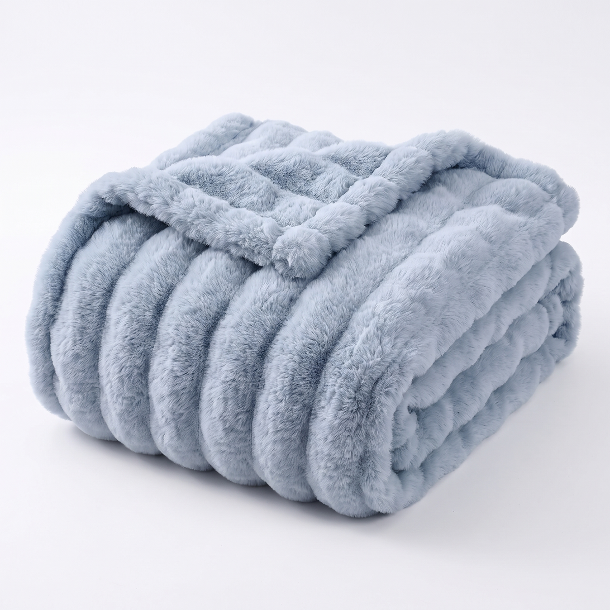 Nova Plush Faux Fur Throw in Blue Gray
