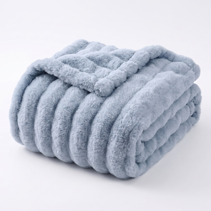 Nova Plush Faux Fur Throw in Blue Gray