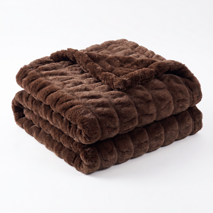 Nova Plush Faux Fur Throw in Chocolate Heavyweight Double-Sided