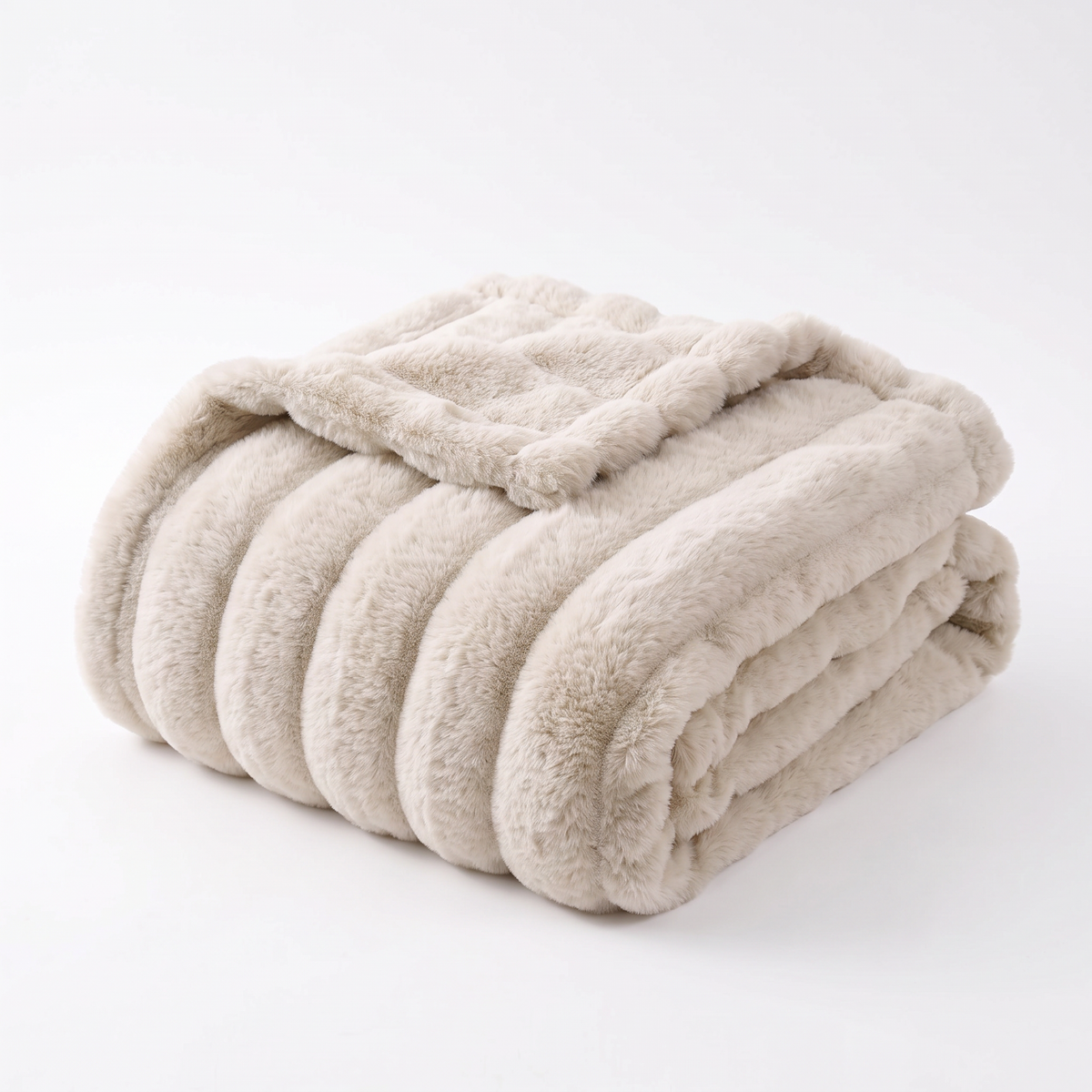 Nova Plush Faux Fur Throw in Beige