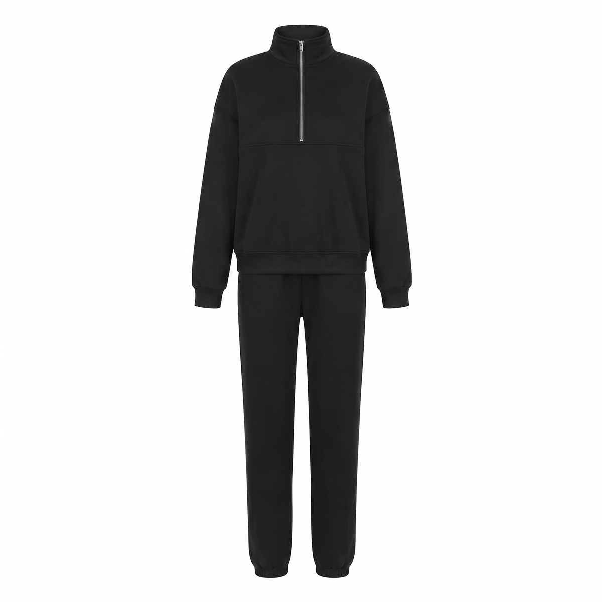Harper Half Zip Lounge Set in Black