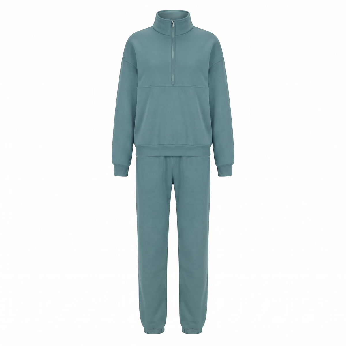 Harper Half Zip Lounge Set in Peacock Green