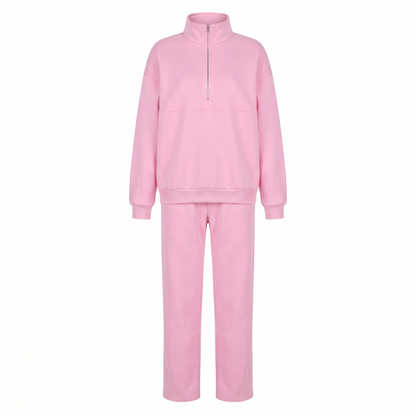 Harper Half Zip Lounge Set in Pink