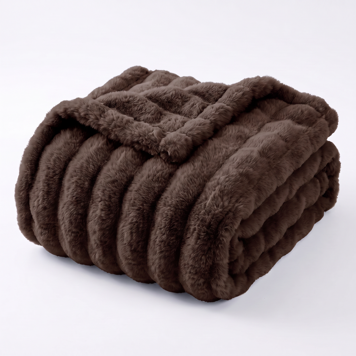 Nova Plush Faux Fur Throw in Dark Brown