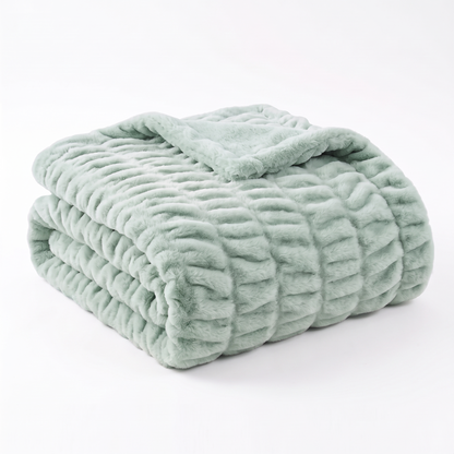 Nova Plush Faux Fur Throw in Mint Green Heavyweight Double Sided