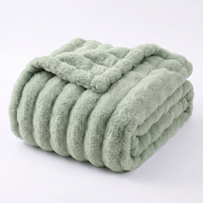 Nova Plush Faux Fur Throw in Sage Green