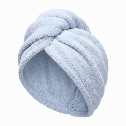 AuraWrap Quick Dry Microfiber Hair Towel in Light Blue