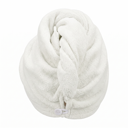 AuraWrap Quick Dry Microfiber Hair Towel in White
