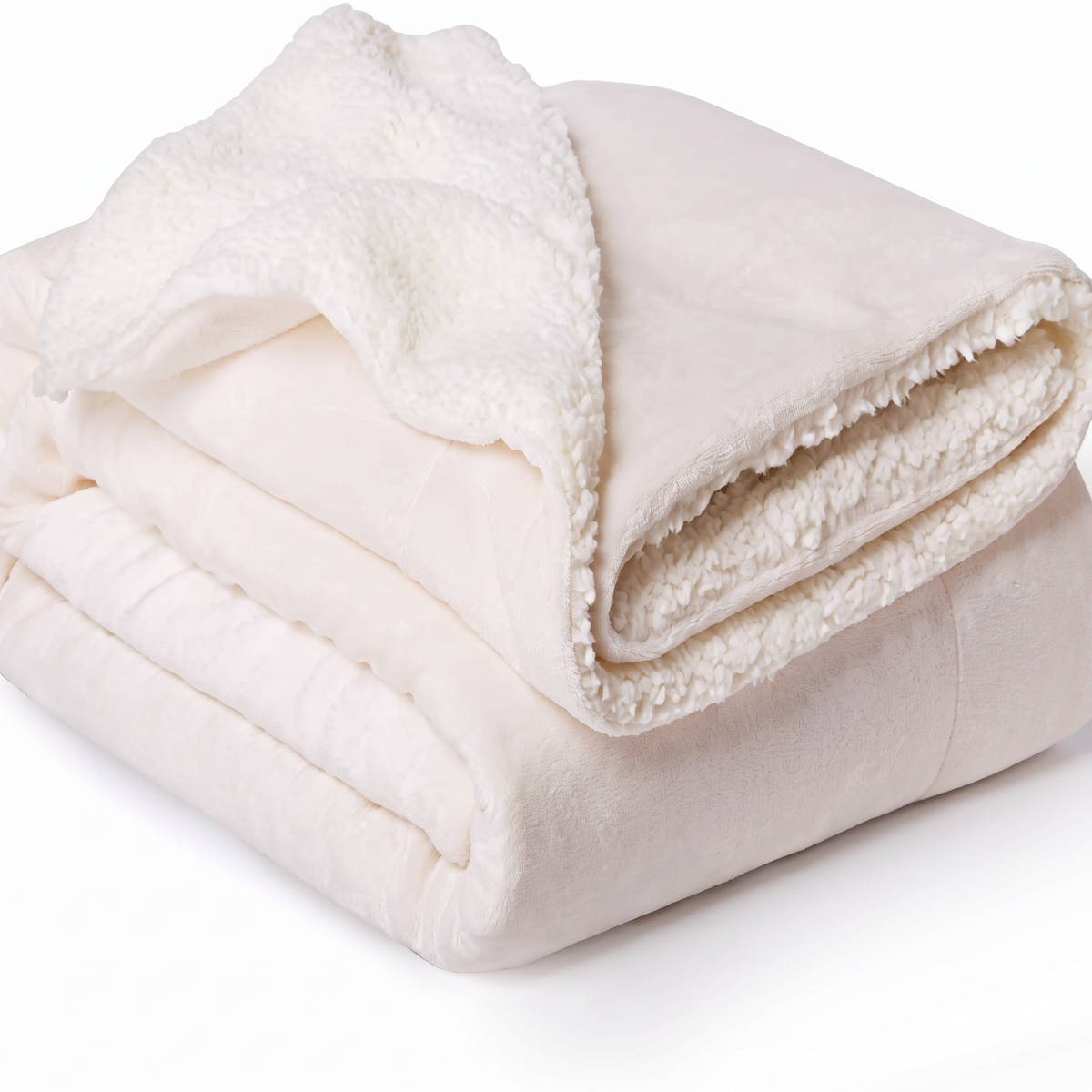 CloudNest Reversible Sherpa Fleece Blanket in White