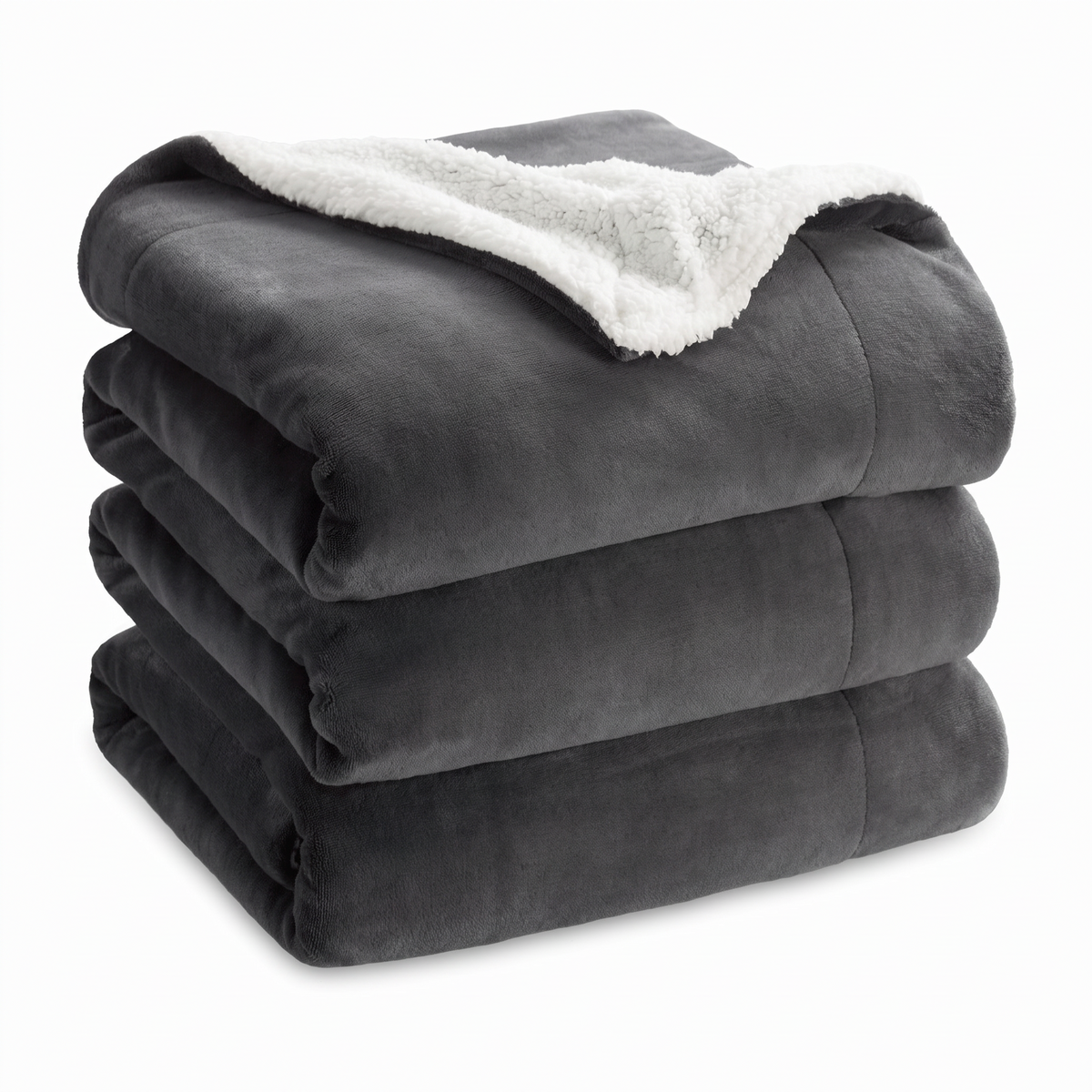 CloudNest Reversible Sherpa Fleece Blanket in Dark Gray