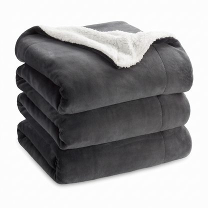 CloudNest Reversible Sherpa Fleece Blanket in Dark Gray