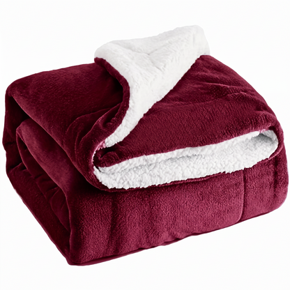 CloudNest Reversible Sherpa Fleece Blanket in Burgundy