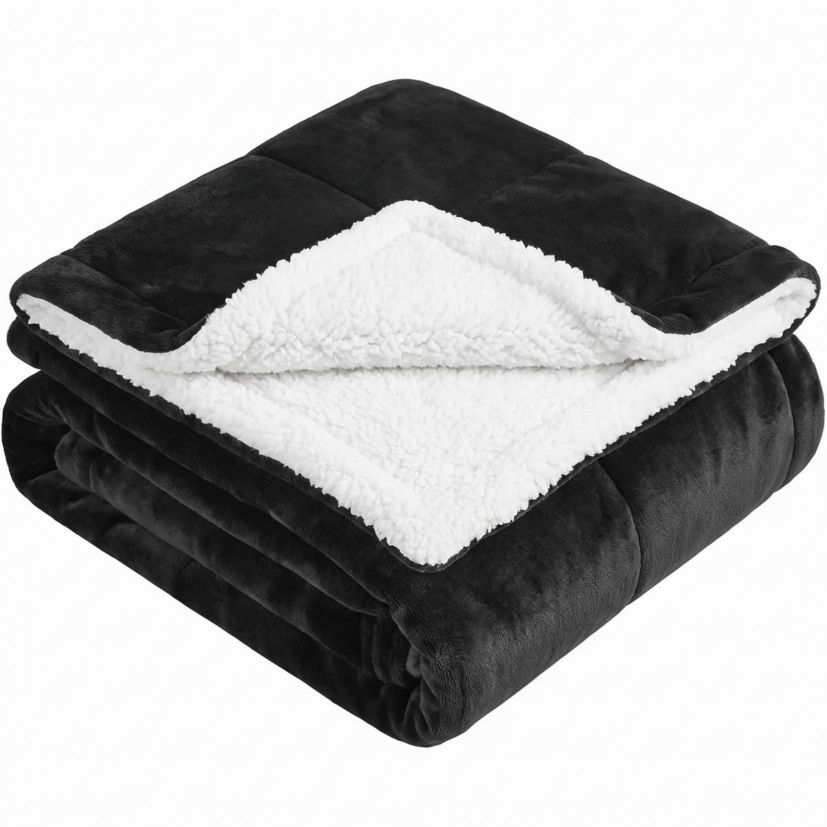 CloudNest Reversible Sherpa Fleece Blanket in Black