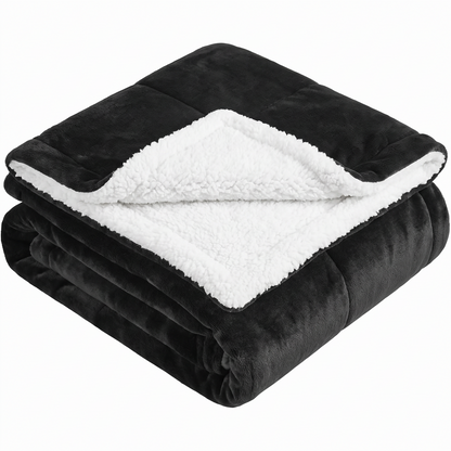 CloudNest Reversible Sherpa Fleece Blanket in Black