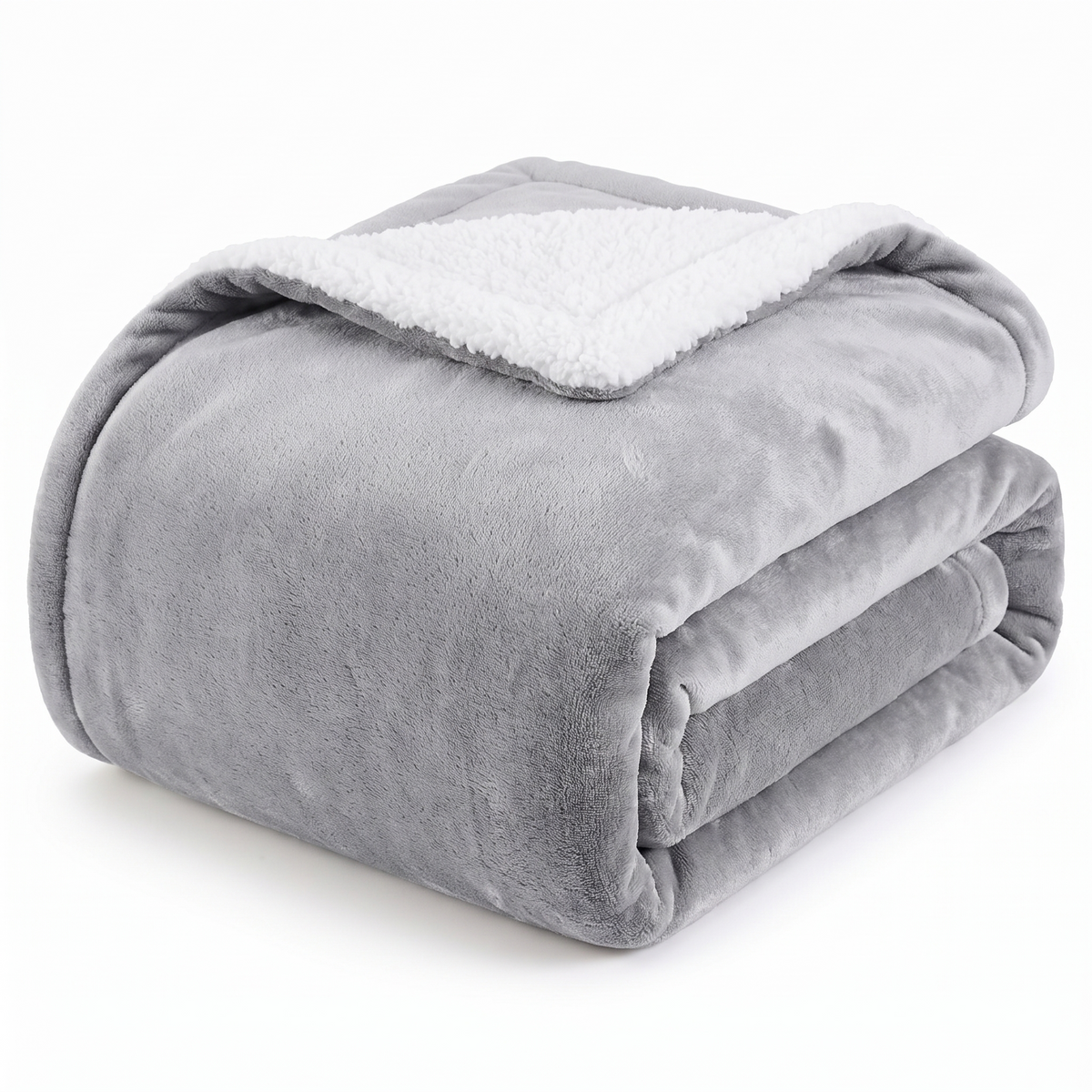 CloudNest Reversible Sherpa Fleece Blanket in Light Gray