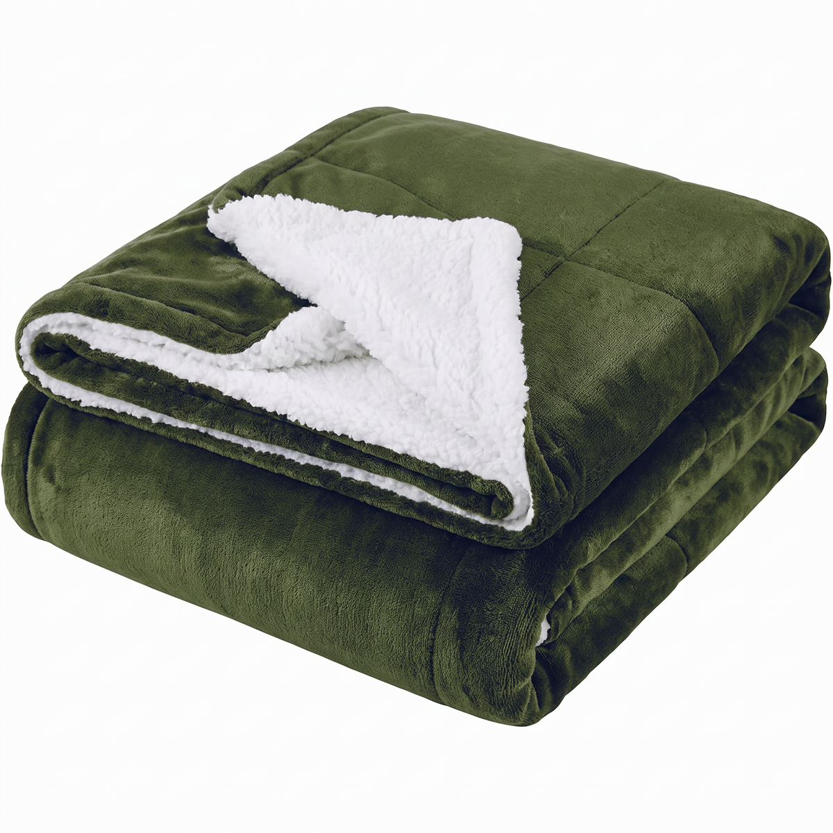 CloudNest Reversible Sherpa Fleece Blanket in Military Green
