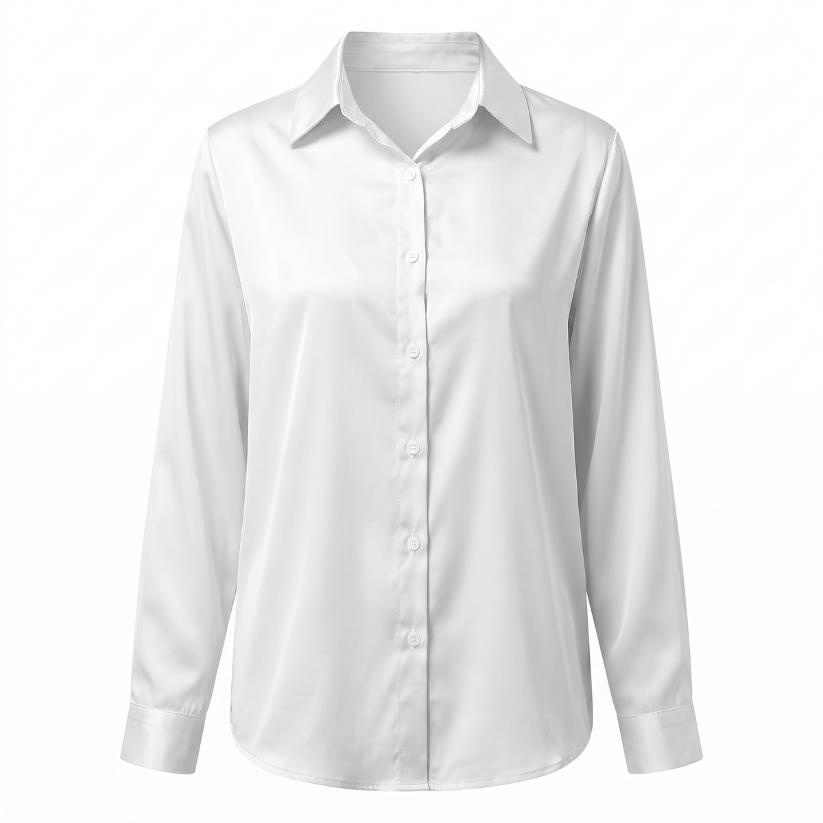 Rosalie Silky Satin Button Up Blouse in White