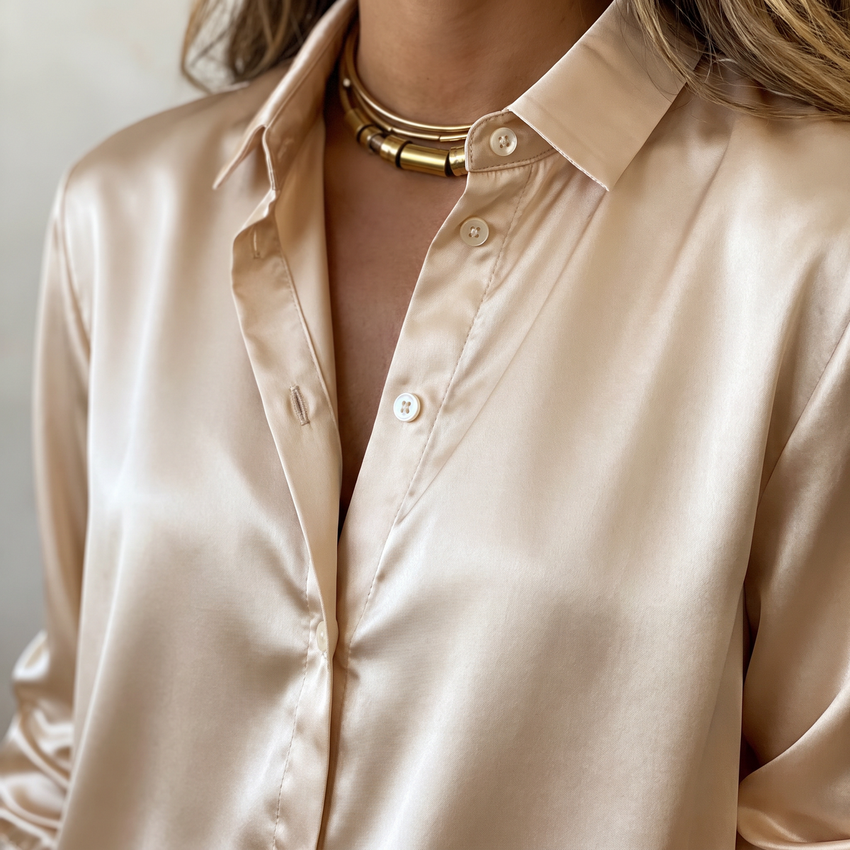 Rosalie Silky Satin Button Up Blouse lifestyle photo 3