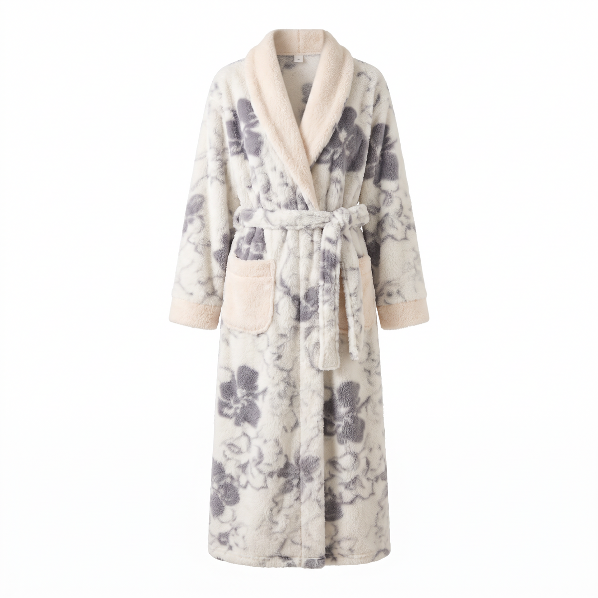 Haven Plush Coral Fleece Robe in Cream Floral