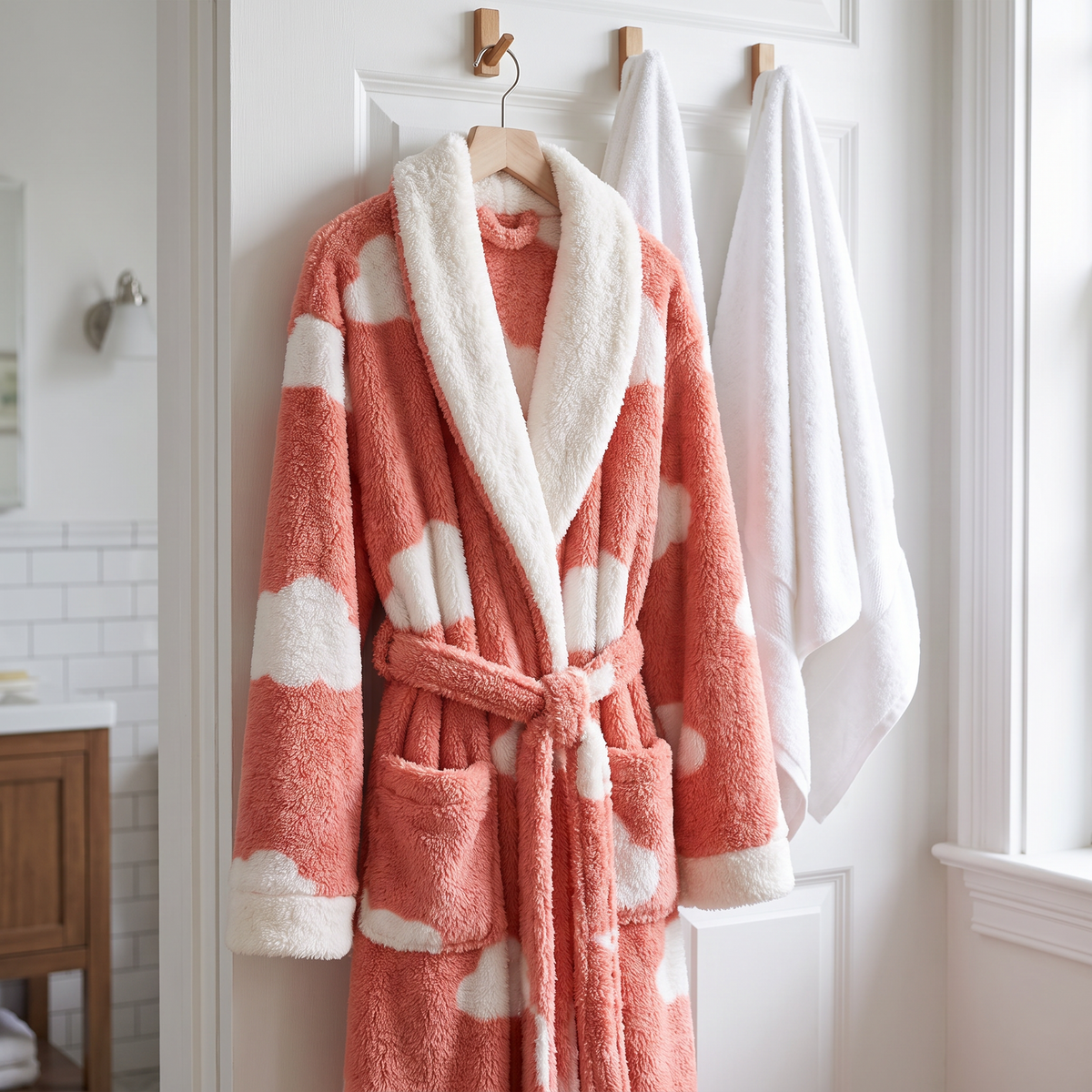 Haven Plush Coral Fleece Robe lifestyle photo 2