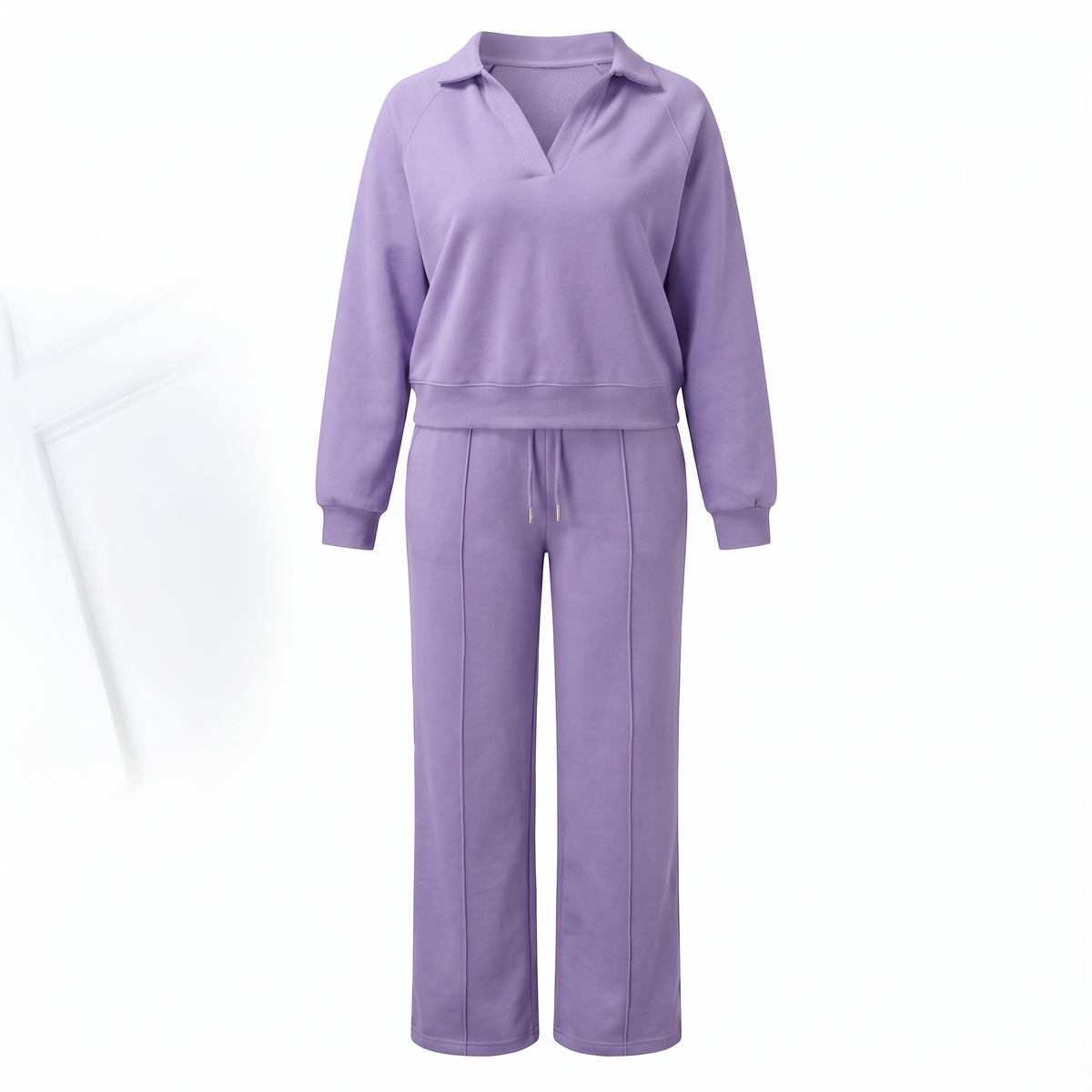 Mara Cozy Collared Lounge Set in Purple