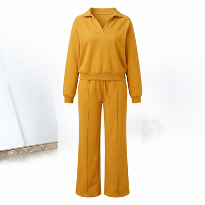 Mara Cozy Collared Lounge Set in Sunflower Yellow