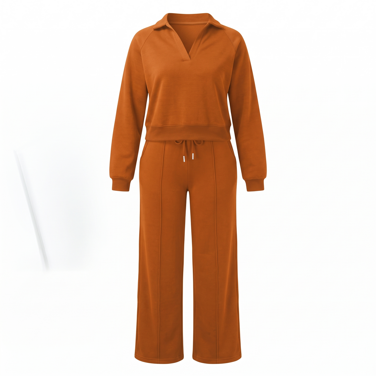 Mara Cozy Collared Lounge Set in Rust